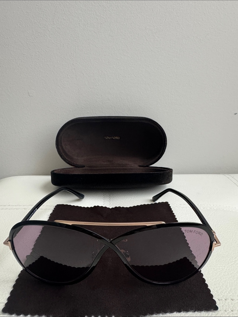Tom Ford Black Sunglasses with Pink-Tinted Lenses
